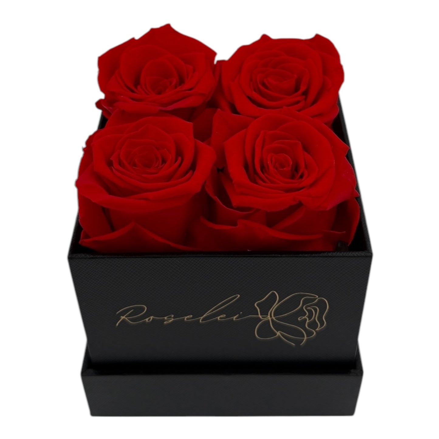 Infinity Rosen - 4 echte Rosen in der Box, Konservierte Rosen, Geschenk (rot weiß rosa)