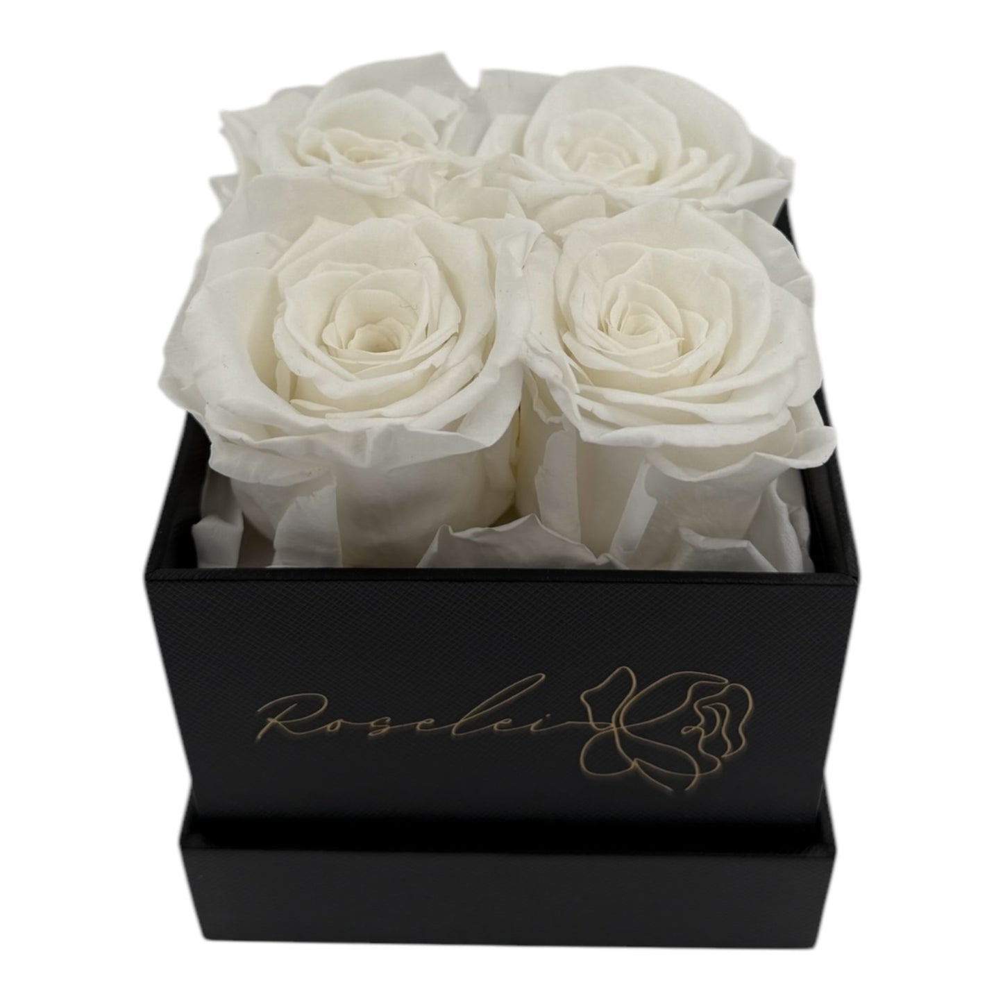 Infinity Rosen - 4 echte Rosen in der Box, Konservierte Rosen, Geschenk (rot weiß rosa)