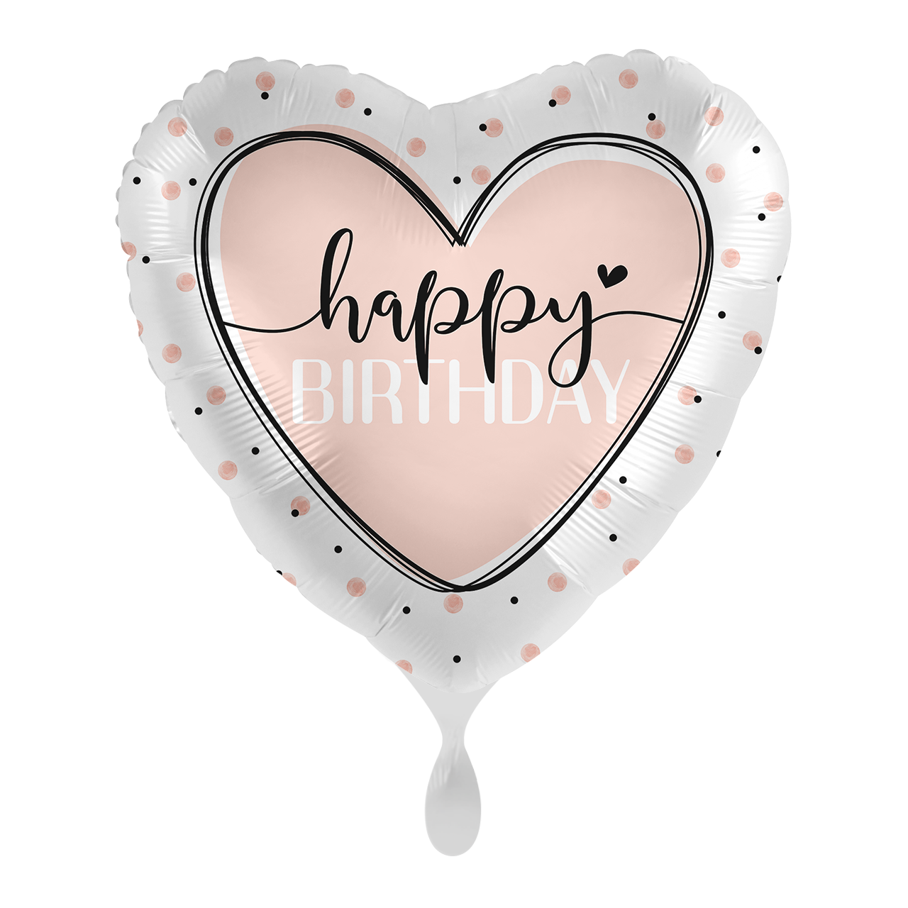 1 Ballon - Glossy Heart Happy Birthday - Geburtstag Folienballon für Helium - Ø 43 cm