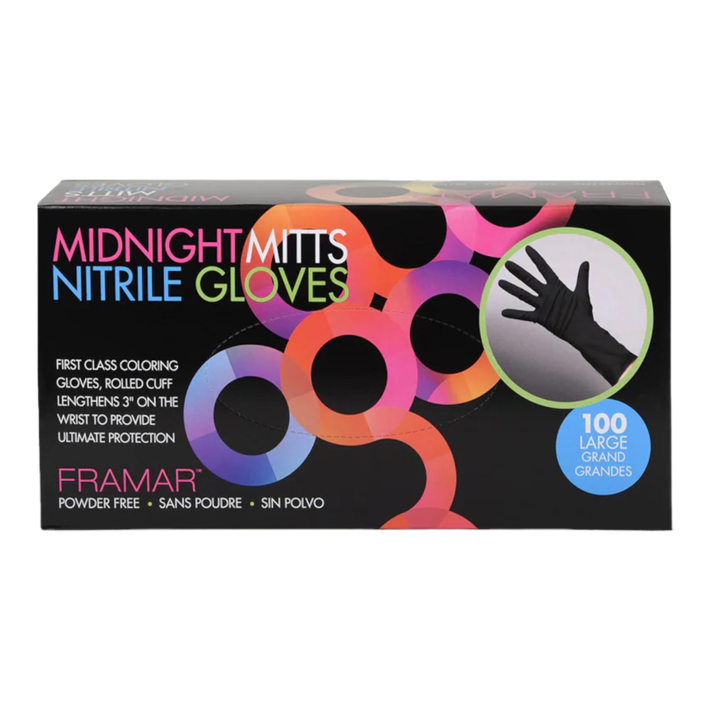 Framar Nitrile Gloves Nitril Handschuhe Midnight Mitts Schwarz Black L - 100 Stck