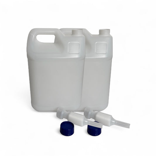 2 x 10 L Leerkanister Kanister leer Kunststoffkanister weiss DIN 41 - Schraubverschluss & Ausgießer - Made in Germany - BPA frei
